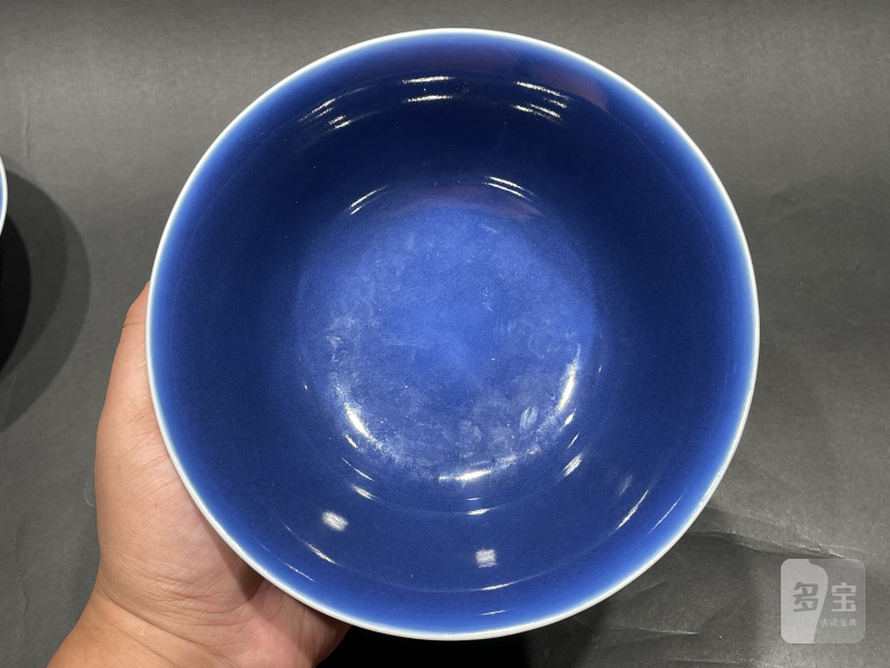 清道光 霁蓝釉碗一对 - 图6